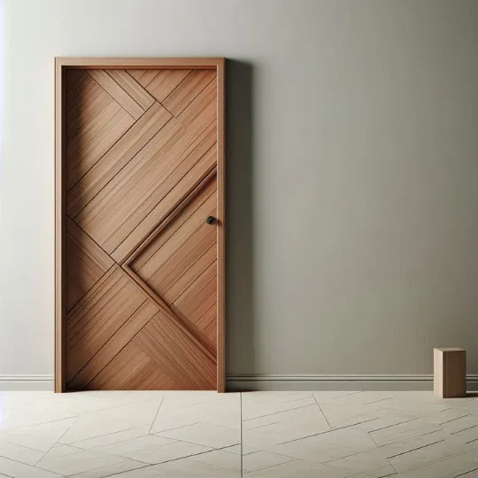 Pintu Kayu Minimalis dengan Garis Geometris